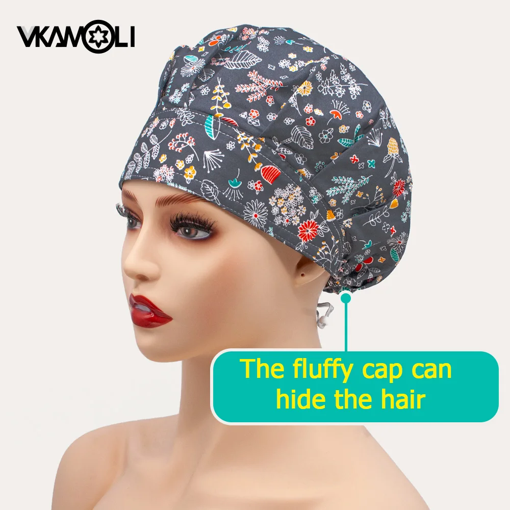 Hot cotton cartoon printing laboratory nursing hat surgicals cap women's operating room Fluffy hats scrub hat