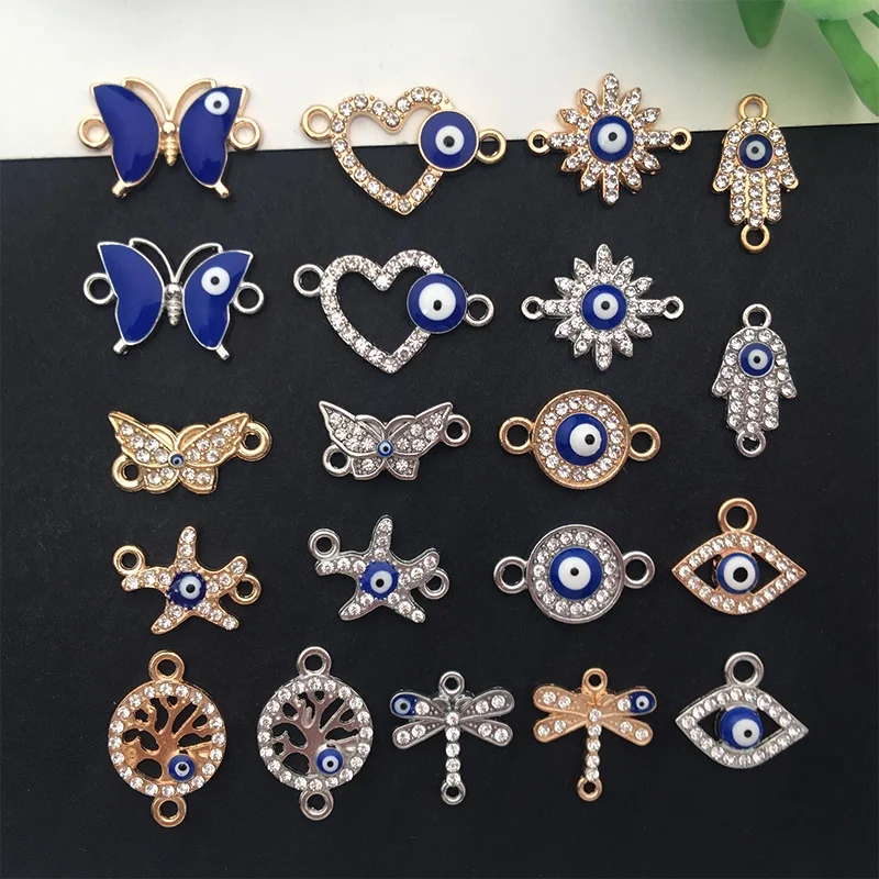 

3pcs Eye double-hole pendant Butterfly Starfish double-hole connection creative diy bracelet necklace accessories