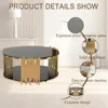 36" Modern Round Coffee Table,  Luxury Black Gold Glass Coffee Table 4