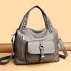 Fashion Soft Leather Handbag for Women 2025 Vintage Shoulder Tote Bag Luxury Designer Ladies Large Capacity Purse Bag Sac A Main