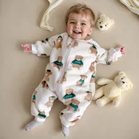 Sanlutoz Cute Bear Fleece Thickened Long Sleeve Toddler Jumpsuits Warm Cozy Zipper Winter Baby Rompers Clothing 1