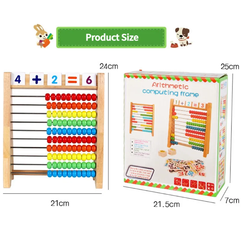 Classic Wooden Educational Counting Toy 100 Beads Preschool Math Learning Toys Montessori Number Arithmetic Abacus Toddler Gift 6