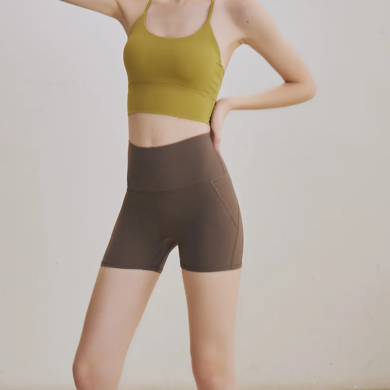 GymHUB High-Waisted Yoga Shorts Jumping Exercise Three-Quarter Pants Tummy-Tucking Fitness Pants Summer Free Underwear sports shorts running shorts yoga shorts workout shorts seamless shorts