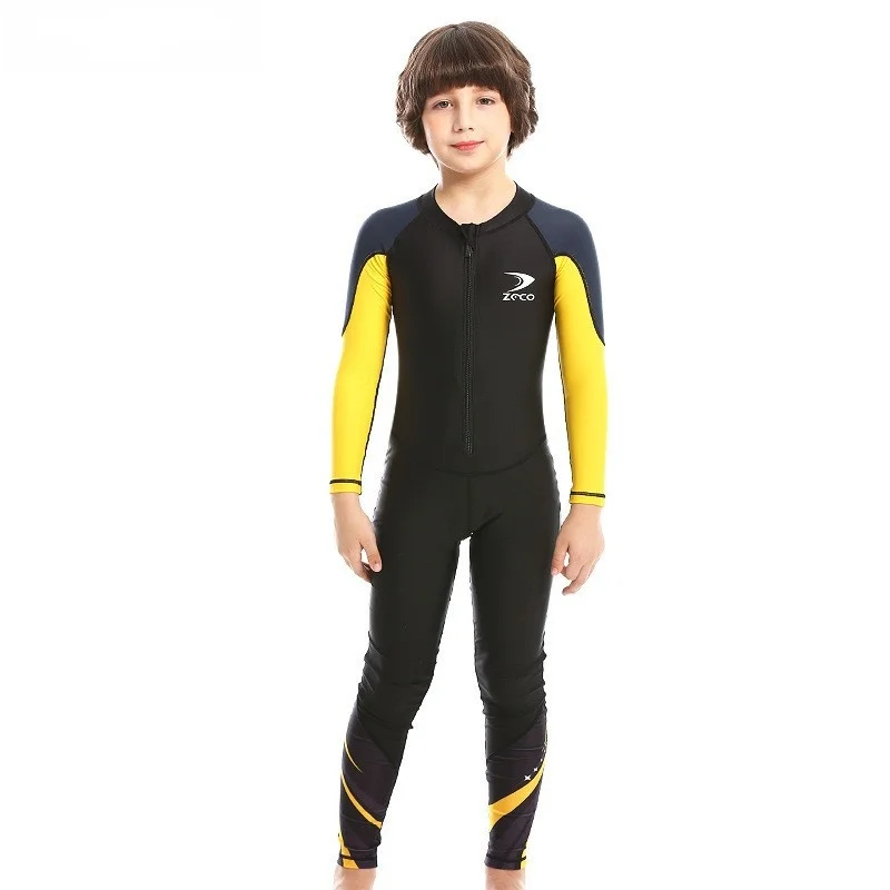 One Pieces Swimsuit Rash Guard Swimwear Long Sleeve Sunsuit for Kids Sun UV Protection