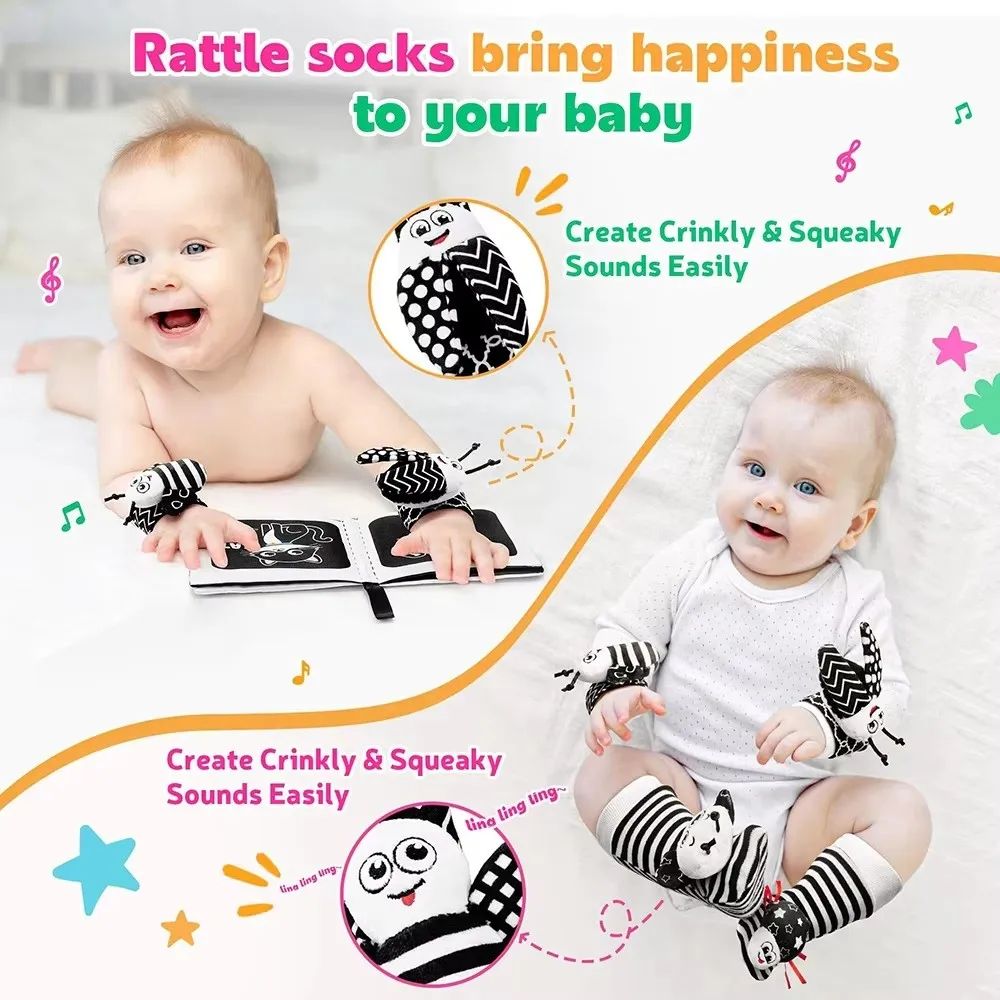 Baby Toys Baby Rattles Toy Animal Socks Wrist Strap Rattle for Newborn