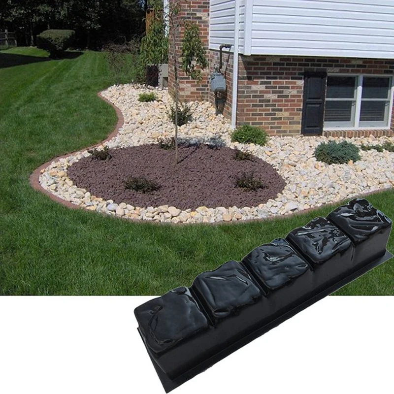 

2Piece Simulation Stone Pavement Patio Concrete Stepping Driveway Paving Path Mold Paver Maker Garden Fence Mould Black ABS