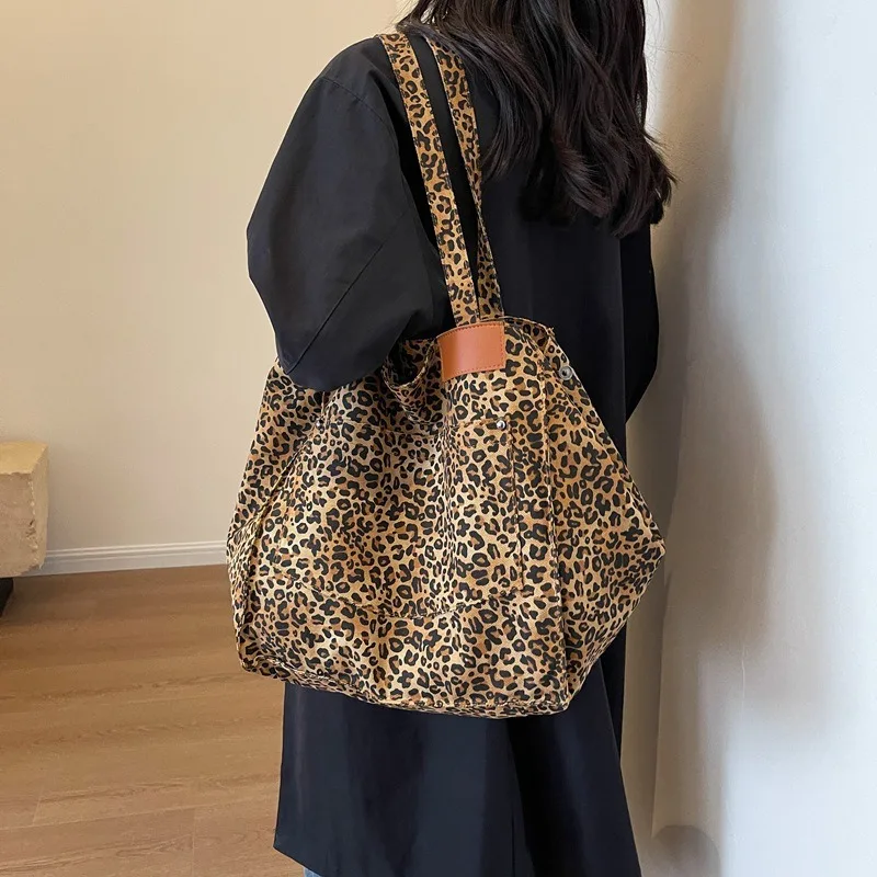 2024 Leopard Design Korean Fashion Shopper Big Shopping Bags for Women Handbag Lady Shoulder Bag Large Capacity Bag Girl Handbag