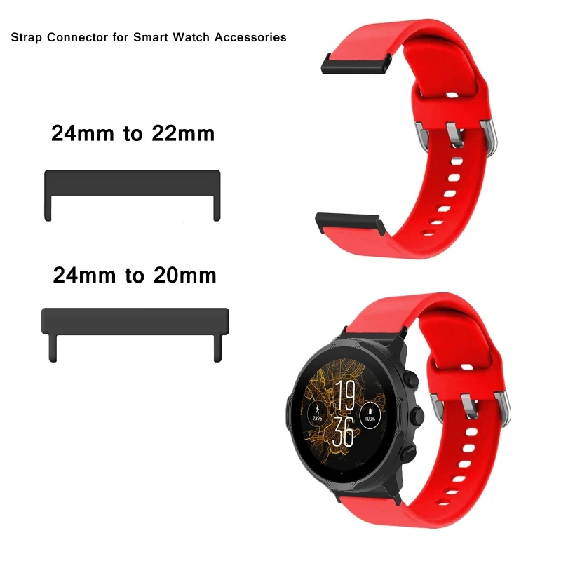 1 paio di connettori adattatori di ricambio per smartwatch da 24 mm a 22 mm/20 mm, connettori impermeabili con barre a molla - immagine 5