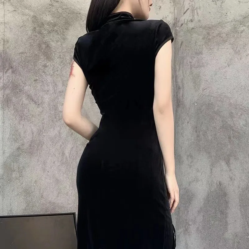 Chinese Dress Modern Cheongsam Chinese Qipao Dress Gothic Style Sexy Slit Vintage Oriental For Women Dance Performance