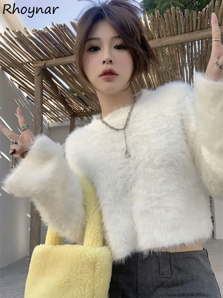 

Pullovers Women Preppy Style Sweet Pure Ins Feminino Hot Sale Popular Knitwear All-match Crops Design Fashion Ulzzang Cozy Kpop