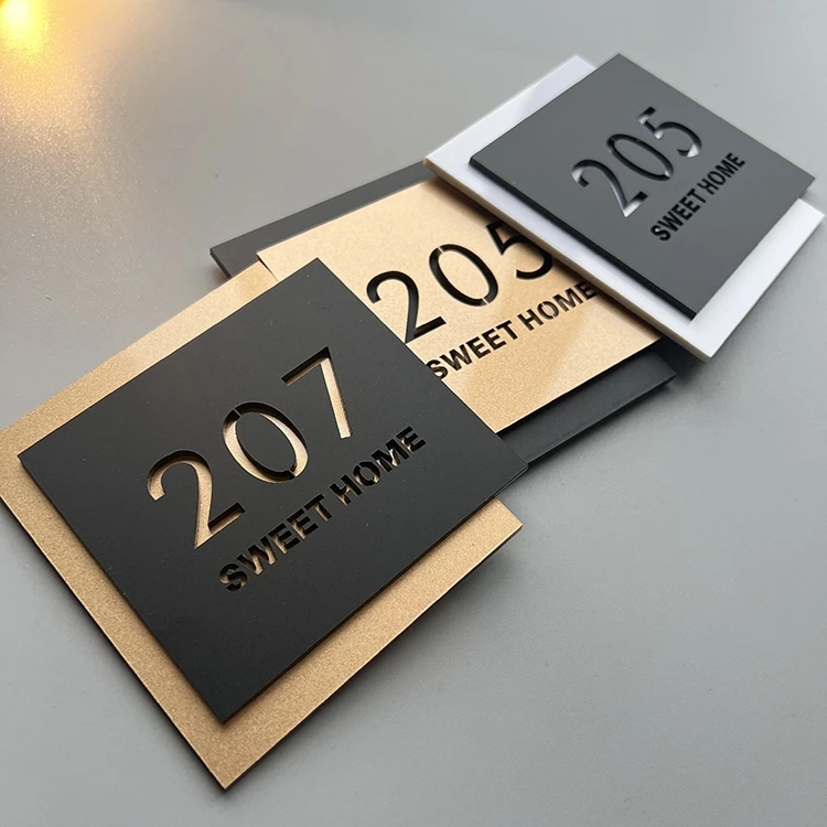 Black Custom Address Sign 5 | Custom Contemporary Black House Number 4
