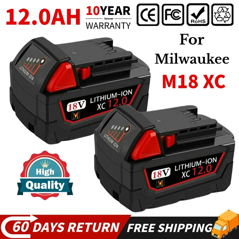 

18V for Milwaukee M18 XC Replacement Lithium Battery 48-11-1850 48-11-1840 48-11-1820 48-11-1860 2604-22 2604-20 2708-22