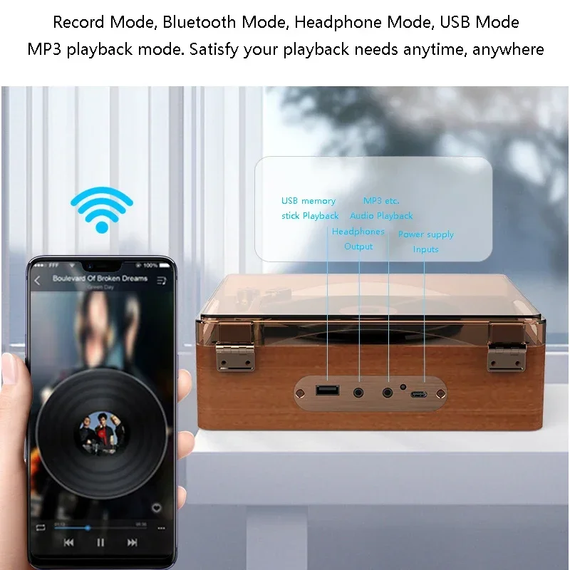 충전식 내장 스피커 HIFI 음악 플레이어, 레트로 CD 플레이어, 블루투스 5.0, USB 무손실 재생 CD