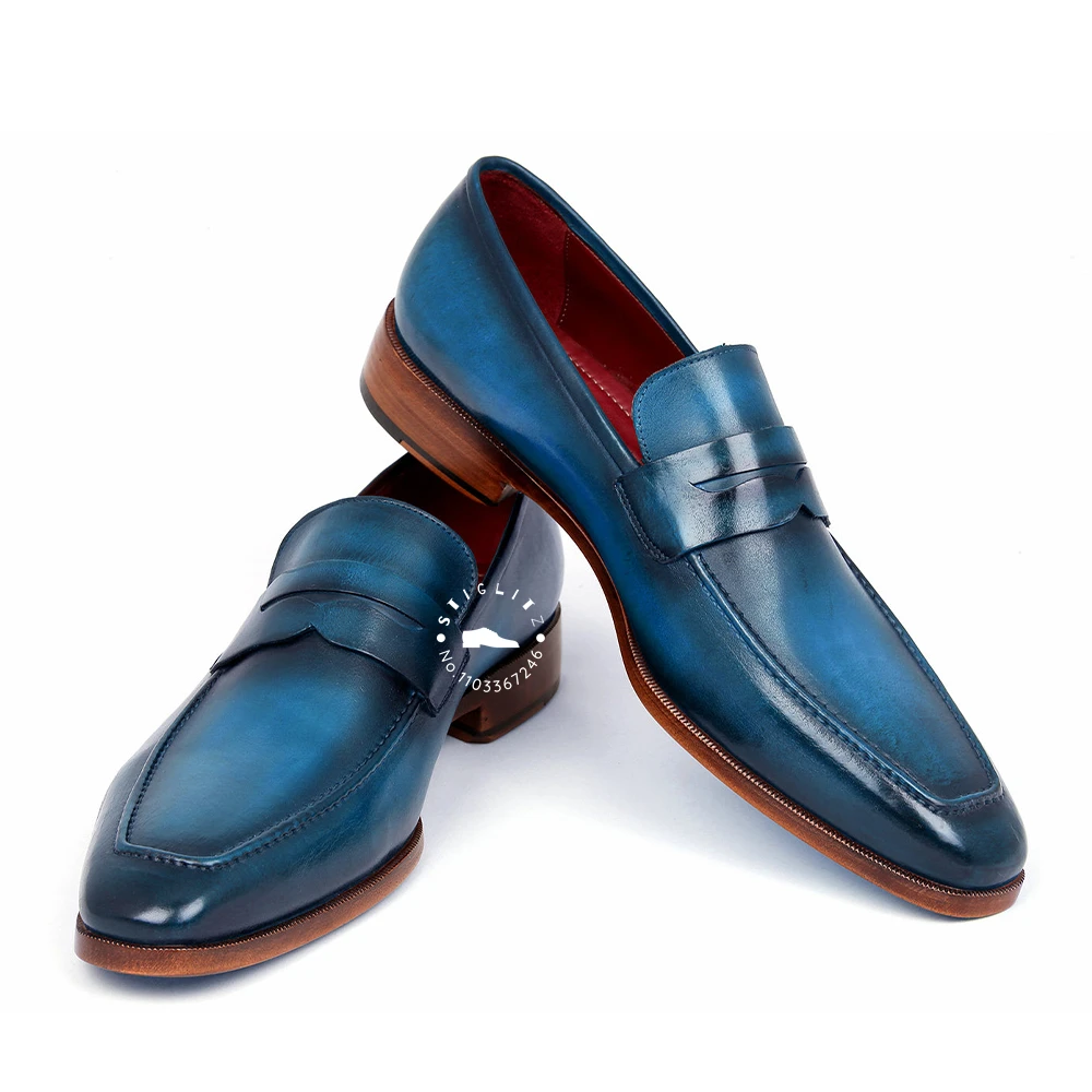 Hand-Painted Multicolor Loafers Slip-On Business Casual Shoes Luxury Genuine Leather Shoes Private Custom Handmade Wedding Shoes