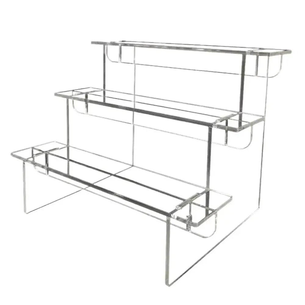1Sets Acrylic Ladder Display Stand Durable Home Organizer Transparent Storage Rack Adjustable Computer Monitor Model Holder 4