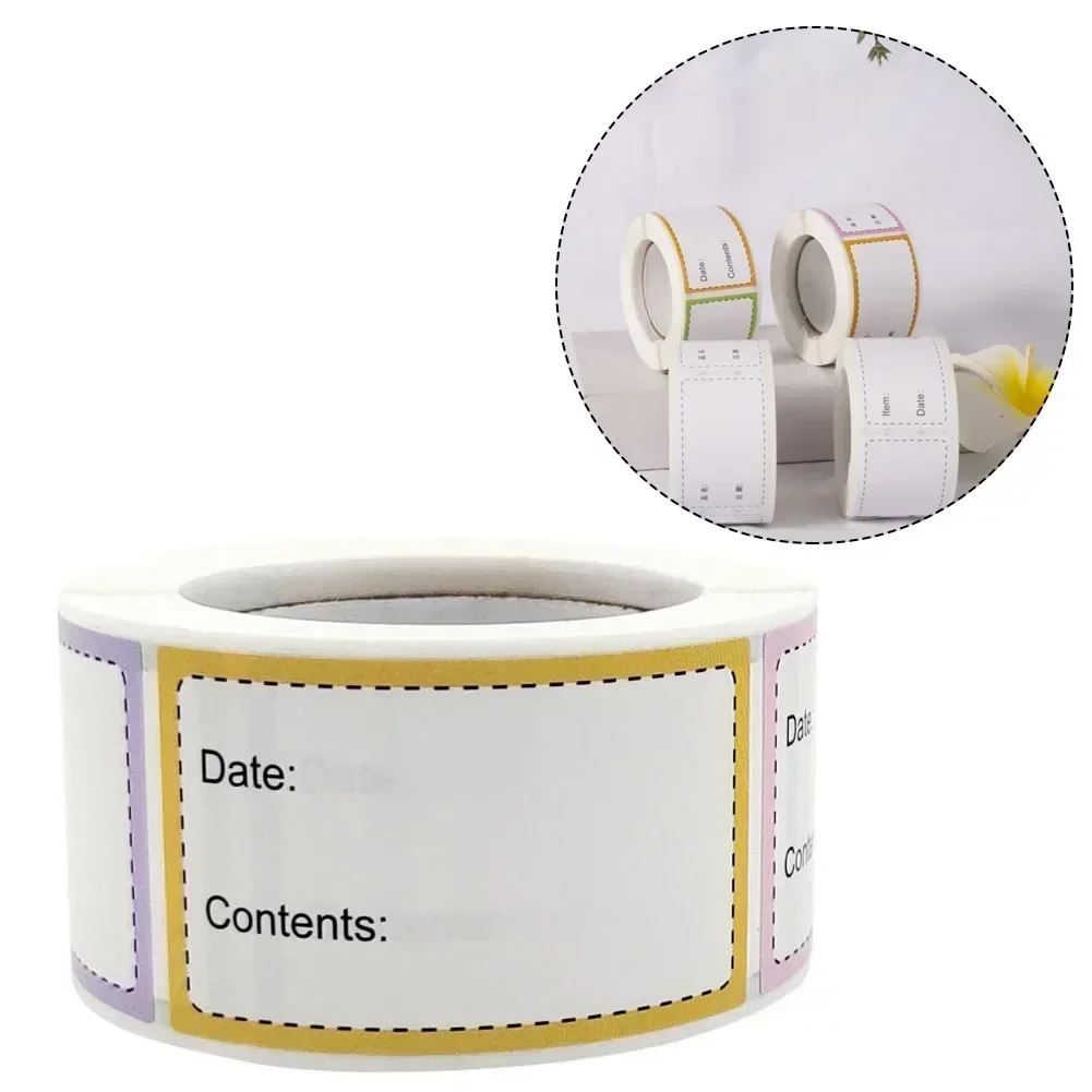 250 Stickers/Rolls Food Storage Paper Sticker Labels White Date Waterproof Stickers Self-Adhesive Removable Freezer Labels