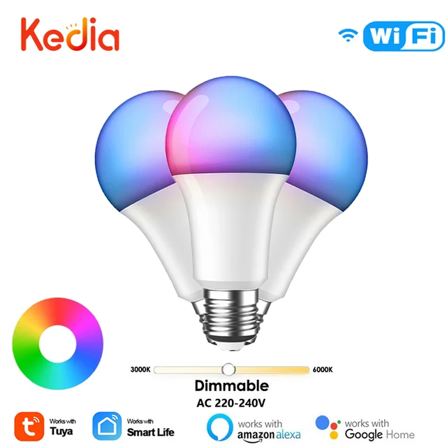 Tuya-bombilla inteligente E27, bombilla LED regulable con WiFi/Bluetooth,  RGBCW, 100-240V, Control por aplicación Smart Life, compatible con Alexa y  Google Home - AliExpress