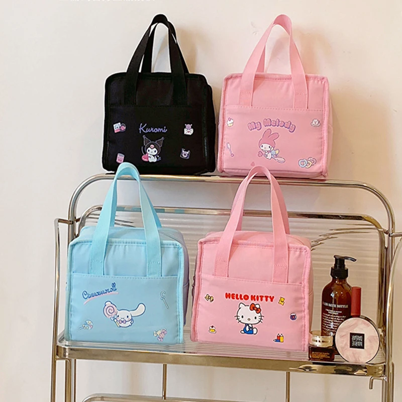 

Sanrio Anime Kawaii Hello Kitty Cinnamoroll Handbag Makeup Package Girly Heart Cute Kuromi Cartoon Lunch Box Bag Toys for Girls