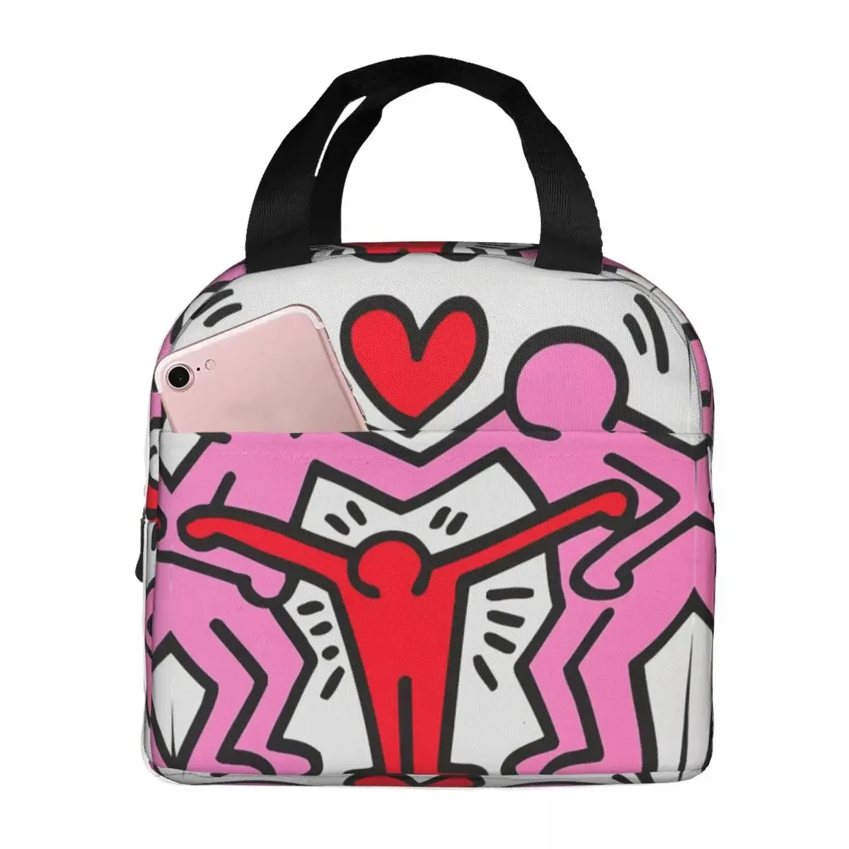 

Keiths Harings Insulated Lunch Bags Leakproof Picnic Bags Thermal Cooler Lunch Box Lunch Tote for Woman Work Kids School
