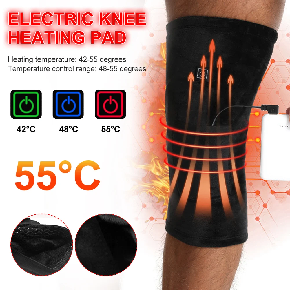 

Electric Knee Heating Pad USB Thermal Therapy Heated Knee Brace Support For Arthritis Joint Pain Relief Old Cold Leg Knee Warmer