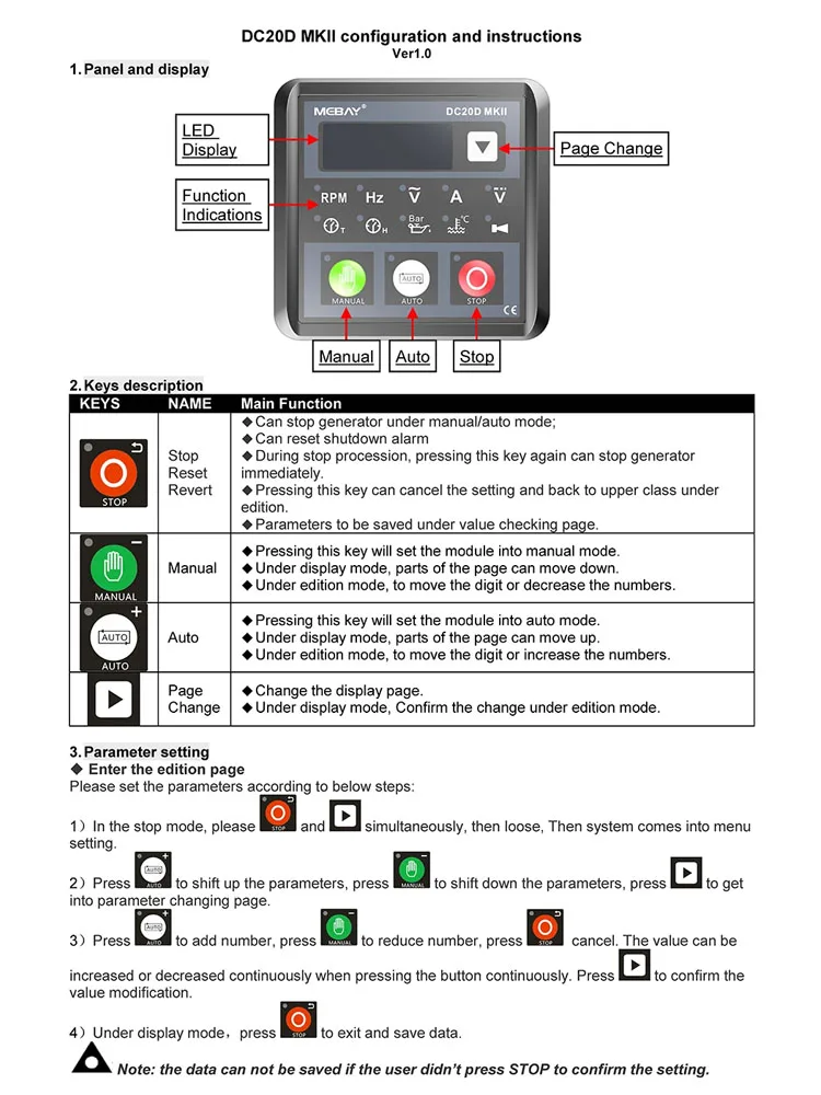 Description Picture 2 of itemMebay DC20D MKII Generator Control Module Diesel genset Controller PC Connection