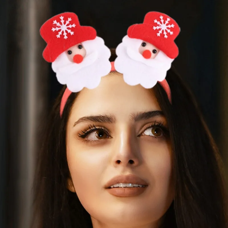 Christmas Glowing Snowman Headband Cute Little Bear Santa Claus Hair Hoop Festival Carnival Luminous Cotton Decoration Headwear