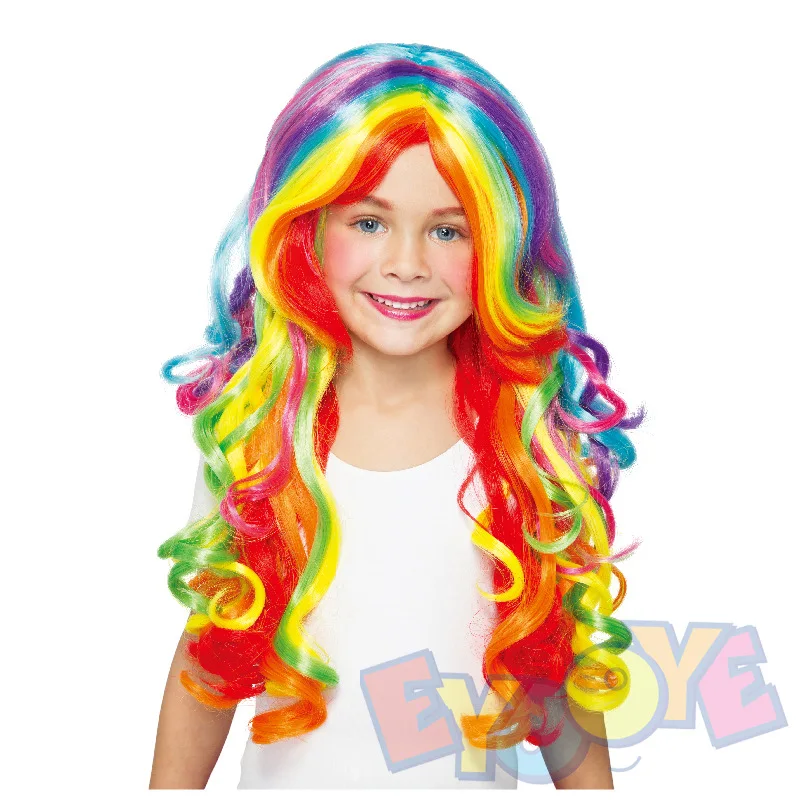 Children's Wavy Colorful Medium-length Hair Sets Holiday Stage Performance Wig Party Cosplay Props