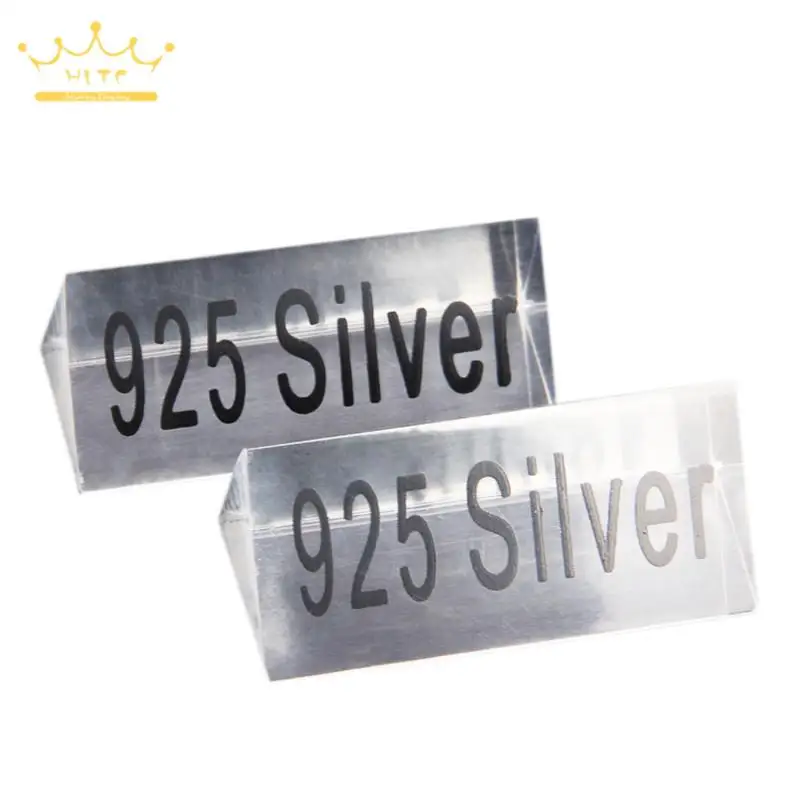 Triangular 925 Silver Signage Acrylic Transparent Frosted Crystal Sign for Jewelry Counter Accessories Necessity Lable 5Pcs/lot
