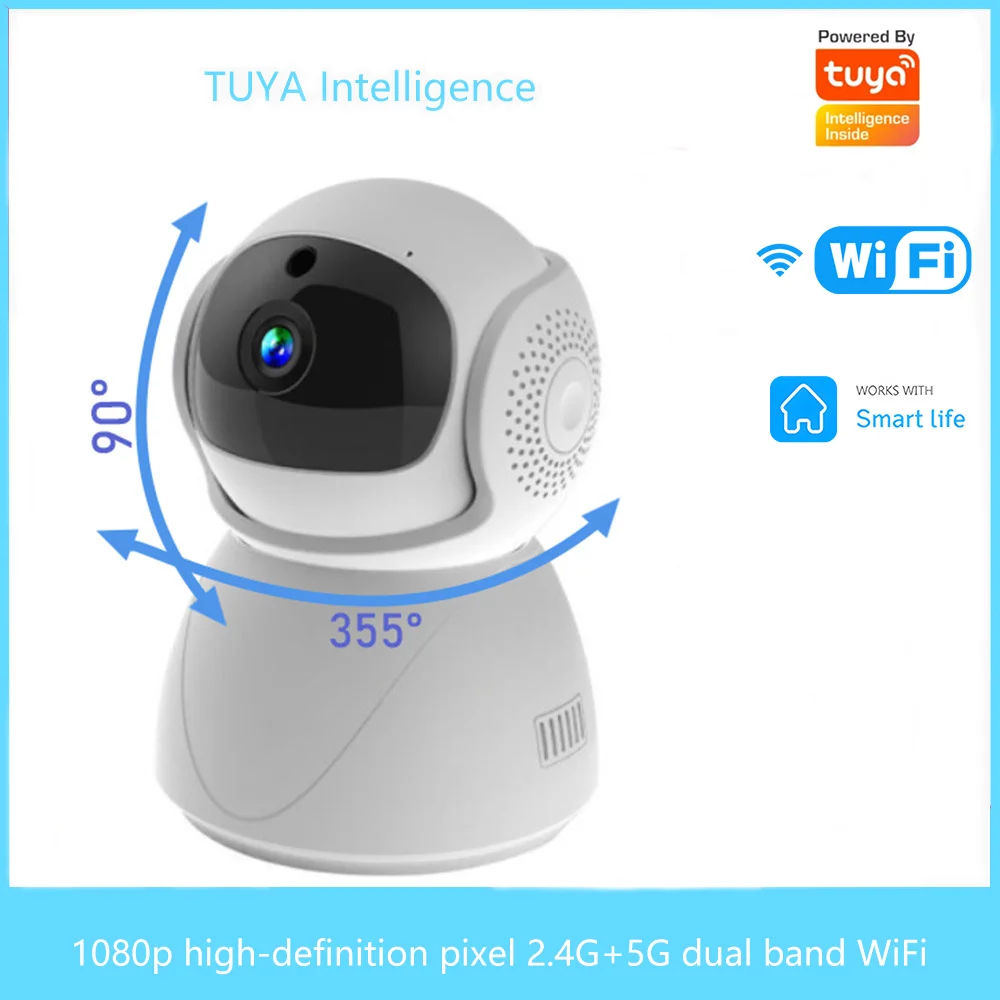 Tuya Wifi Smart Camera 1080P 5Ghz 2.4G Dual Band Cctv Wireless Auto Tracking Rilevamento Del Suono Telecamera Ip Di Sicurezza Domestica Smart Home