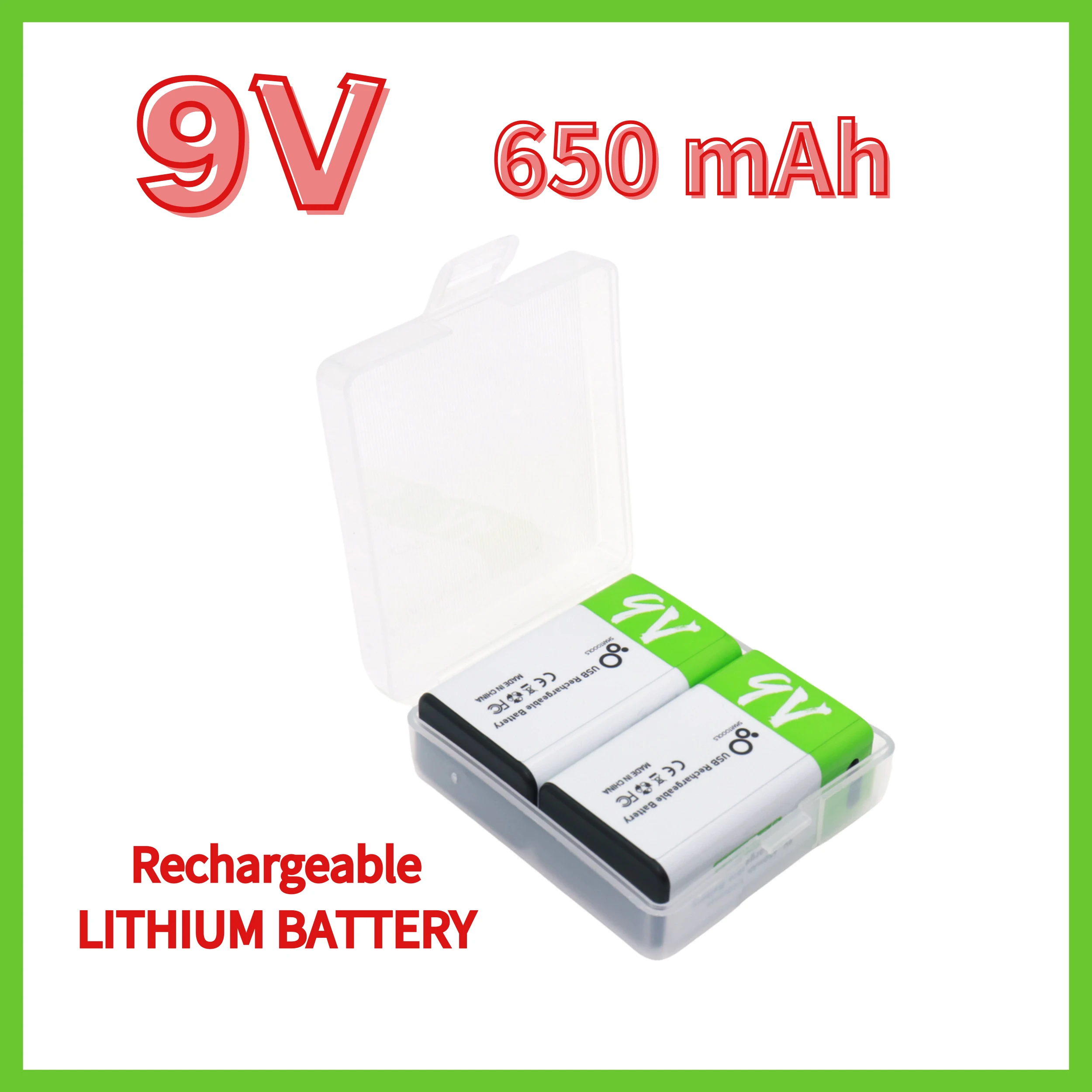 

Rechargeable 9V battery, USB, 650mAh, suitable for multimeter, microphone, remote control, KTV,toy, fast charging,free shipping