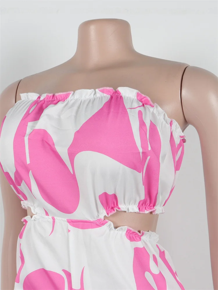 Wmstar Jumpsuit  Women Flower Printed Off Shoulder Bodysuit Hollow Out Side Summer Holiday Rompers Wholesale Dropshipping 2025