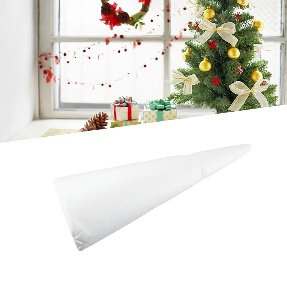 Cônes En Mousse Blanche Pour Loisirs Créatifs - 35 Cm De Haut - Pour Décorations De Noël, Arbres, Projets DIY, Peinture