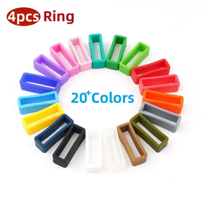 Rubber Silicone Watch Band Keeper Loops - Set of 4 Strap Security Holders