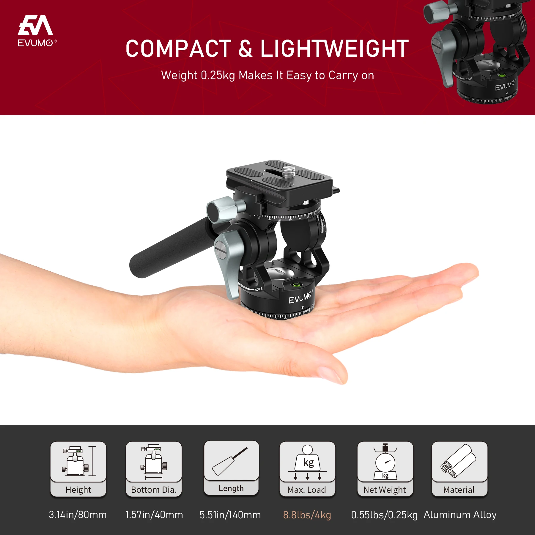 Tripod ball head cold shoe ball head camera fluid head camera head adapter for tripod monopod