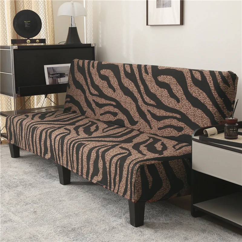 Black Geometric Print Spandex Stretch Sofa Bed Slipcover