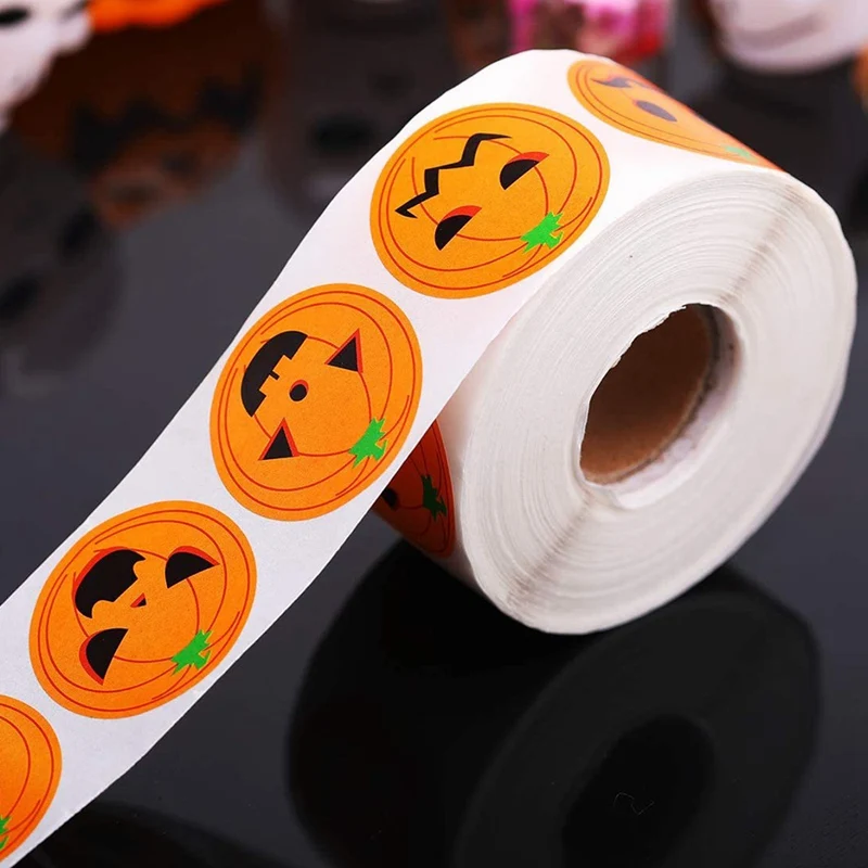 Description Picture 4 of item500pcs Halloween Pumpkin Sticker Packaging Sealing Label Sticker 1inch Gift Stickers DIY Labels Horror Creation Party Decoration