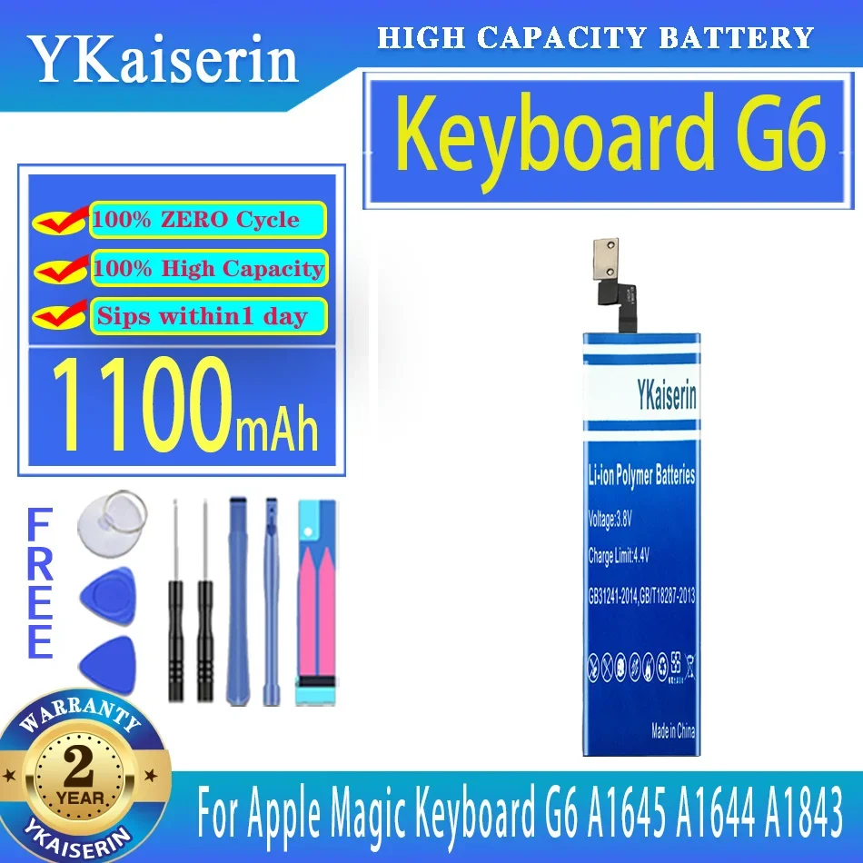 

YKaiserin Battery Keyboard G6 (A1645) 1100mAh For Apple Magic Keyboard G6 A1645 A1644 A1843 Wireless Bateria