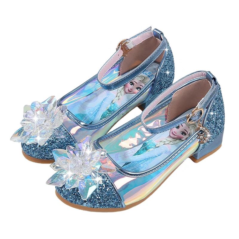 Fantasia Frozen Shoes For Girls Sandalo In Pelle Per Bambini Shiny Snow Queen Princess Party Elsa Tacchi Alti Scarpe In Cristallo Di Pelle