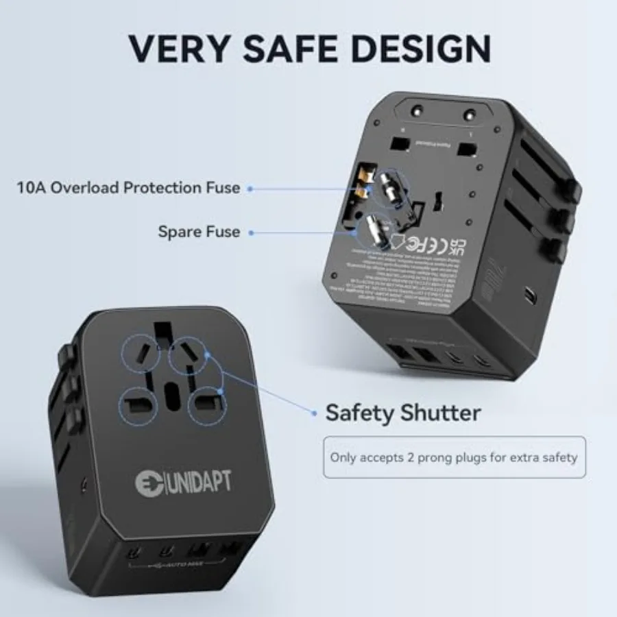 Universal Travel Adapter International Plug Adapter with 3 USB-C PD Fast Charging and 2 USB-A Quick Charger Worldwide Adaptor f 5
