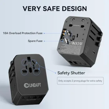 Universal Travel Adapter International Plug Adapter with 3 USB-C PD Fast Charging and 2 USB-A Quick Charger Worldwide Adaptor f 5