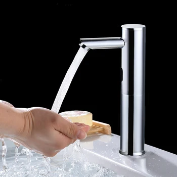 Rubinetto automatico con sensore a infrarossi Rubinetto per lavabo Touchless Miscelatore acqua fredda per bagno WC Cucina Hotel 13 * 32 cm 1