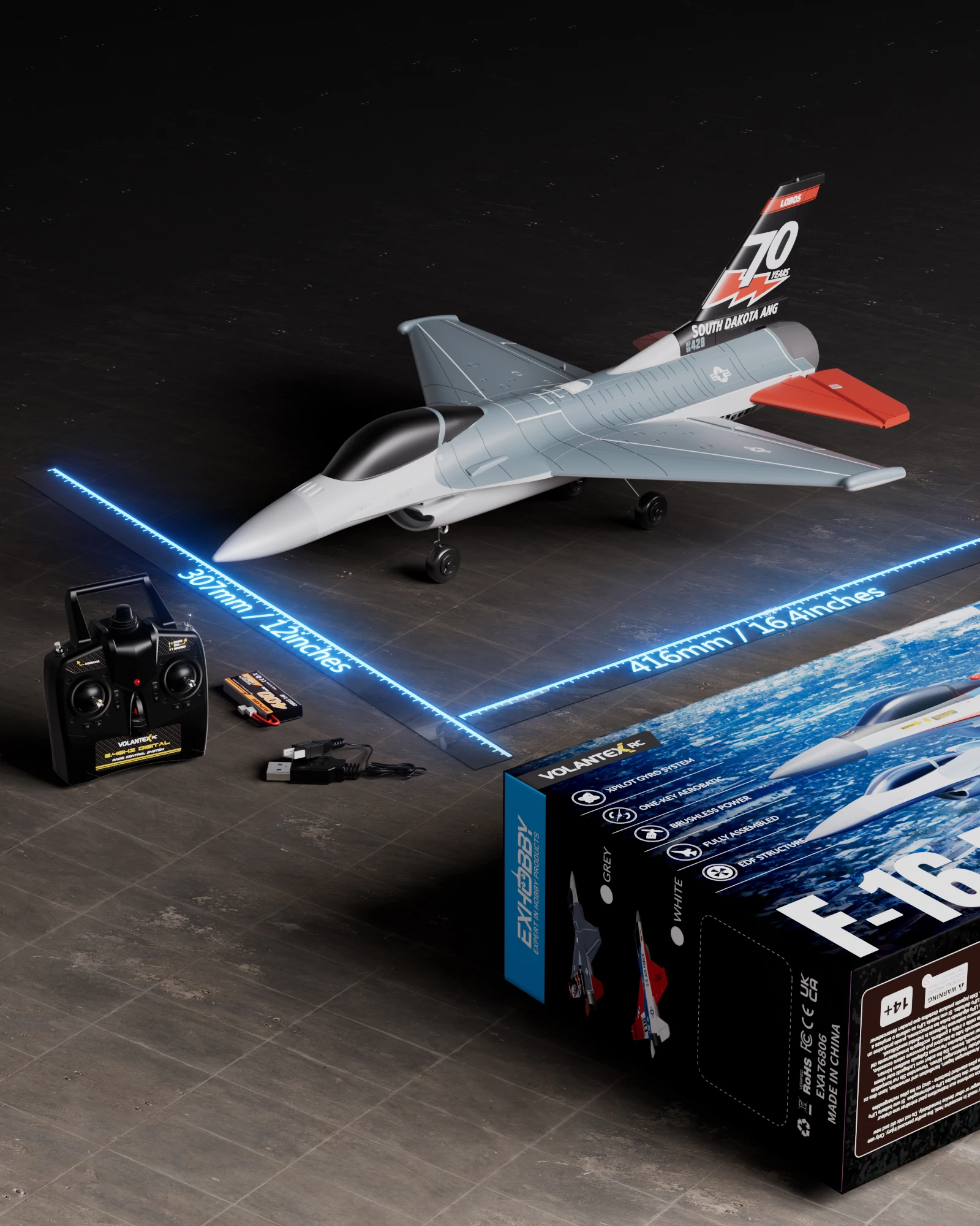 Avion RC F16 Blanc 132.69€ - Hélicoptères RC