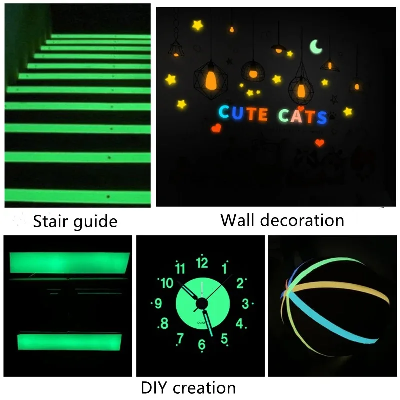 Luminous Tape 3 Meters Self-adhesive Glow Emergency In The Dark Safety Stage Stickers Home Decor Party Supplies Decorative