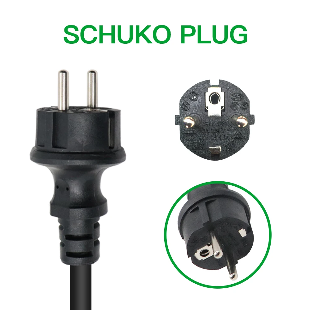 Isigma 8A 10A 13A 16A Adjustable Type 2 IEC62196-2 Type 1 SAE J1772 EV Charger 220V~250V 16A 3.6kw 5m Long Schuko Plug