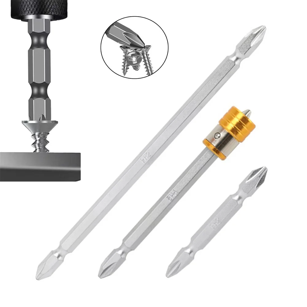 

3pcs Double Head PH2 Screwdriver Bit Magnetic 1/4 Inch Hex Shank Cross Screwdriver Bits Alloy Steel Hand Tools 65mm 100mm 150mm