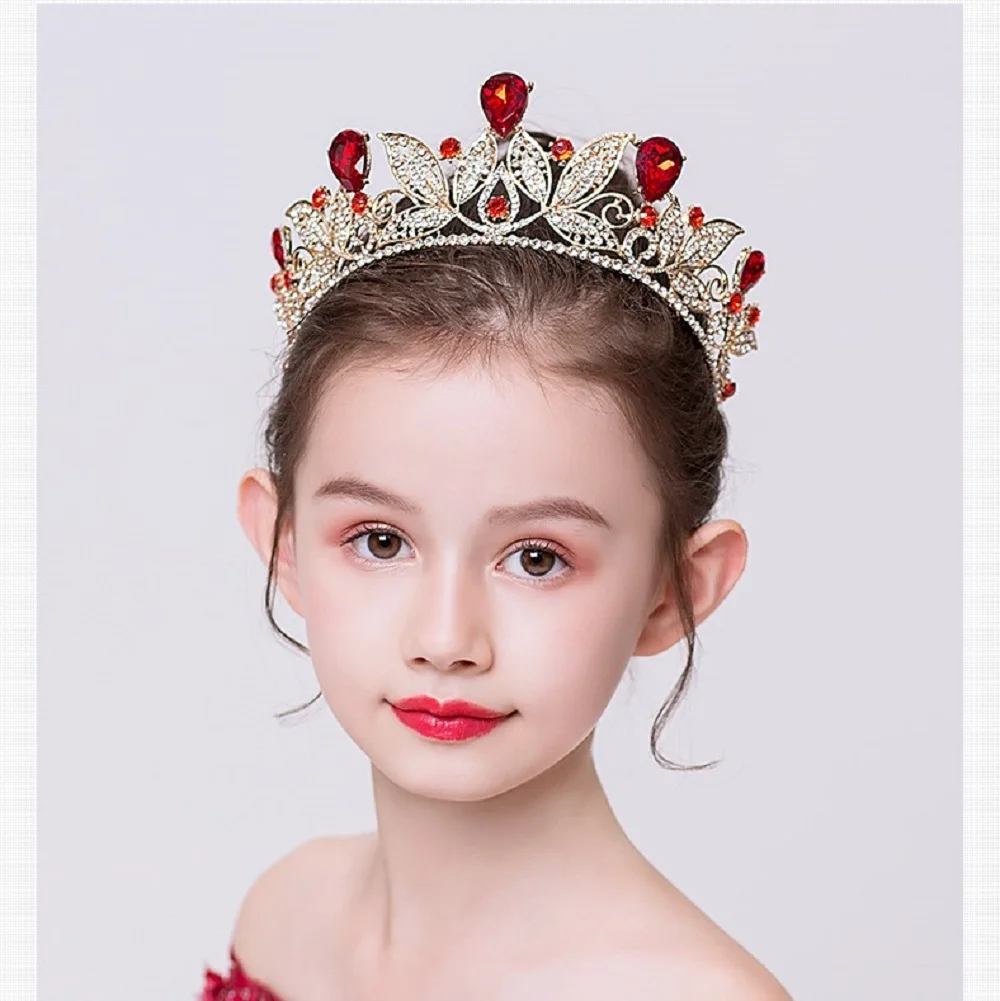 DIDEYTTAWL Luxurious Kids Crown Headpiece, Ornately Embellished with Shimmering Crystals and Rich-Hued Gemstones.