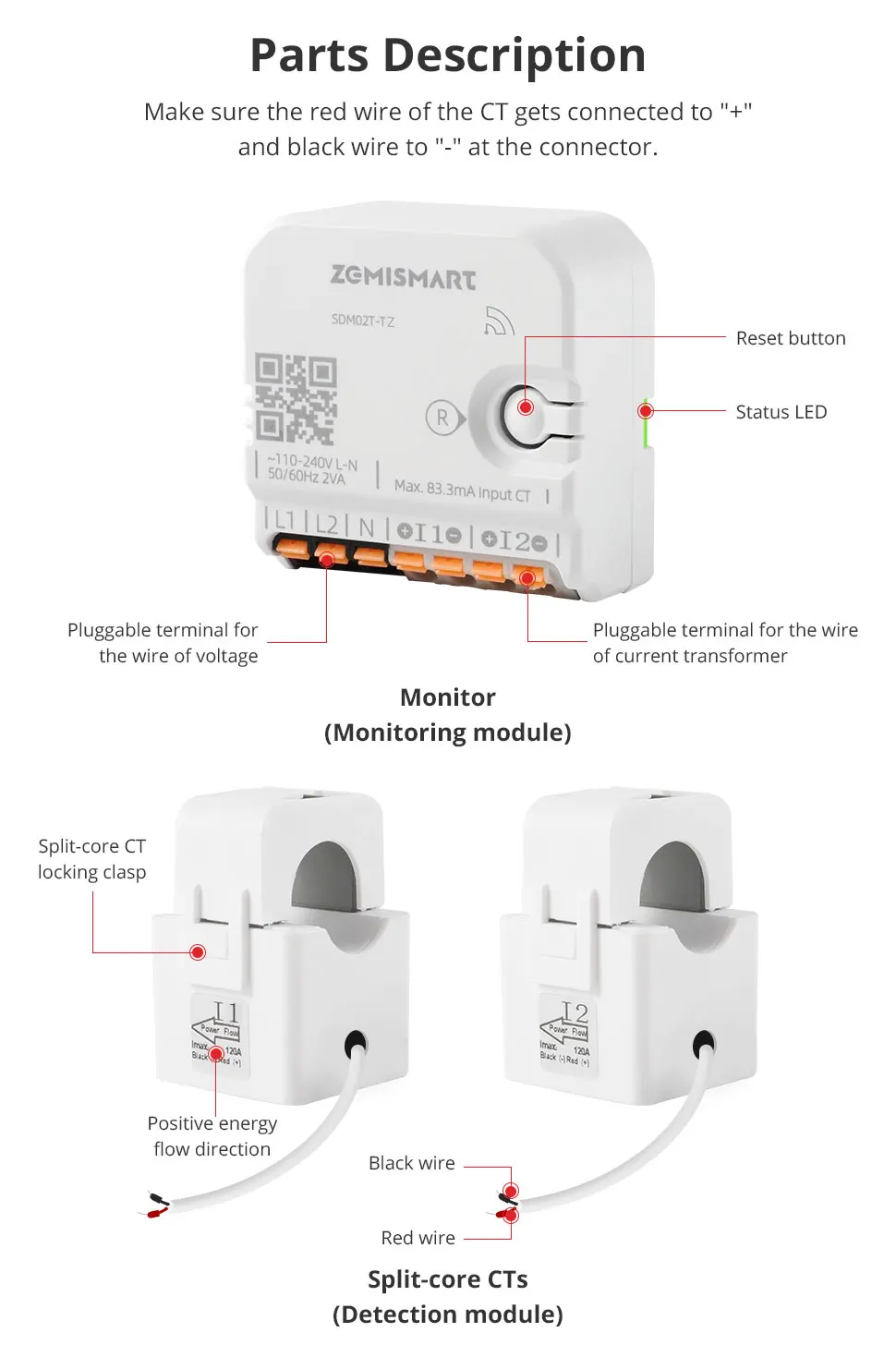 2 Phase Zigbee Smart Energy Meter 120A Power Monitor Din-rail Withdrawable Conne