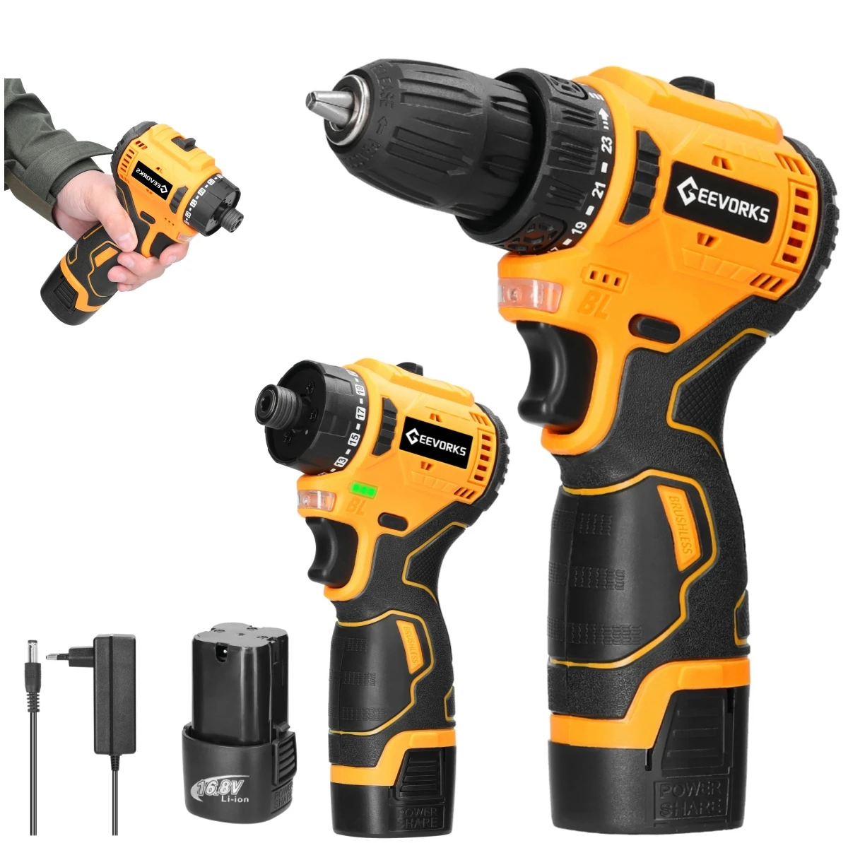 16.8V Brushless Screwdriver Lithium Electric Drill Rechargeable Hand