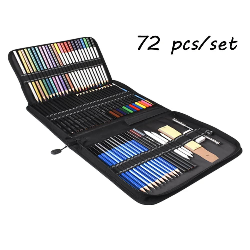 72 Pcs Art Supplies Art Set,Drawing Supply for Artist Adult Teen Kids, Drawing Pencils Kit,Sketching Set Include Charcoal & Colored  Pencil,Sketchbook,Coloring Book in Travel Case 