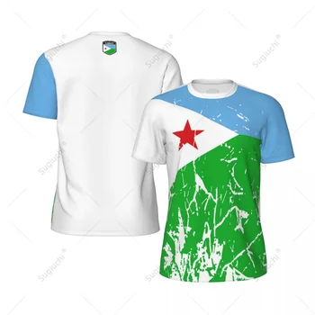 Exclusive design Djibouti Flag Grain 3D Printed Men For Running Bike Soccer Tennis Fitness Sports tshirt Mesh Fans Short T-shirt 1